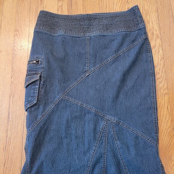 Bisou Bisou Denim Skirt 8 Blue Fishtail Stretch Mermaid Trumpet Whimsygoth - Picture 2 of 7